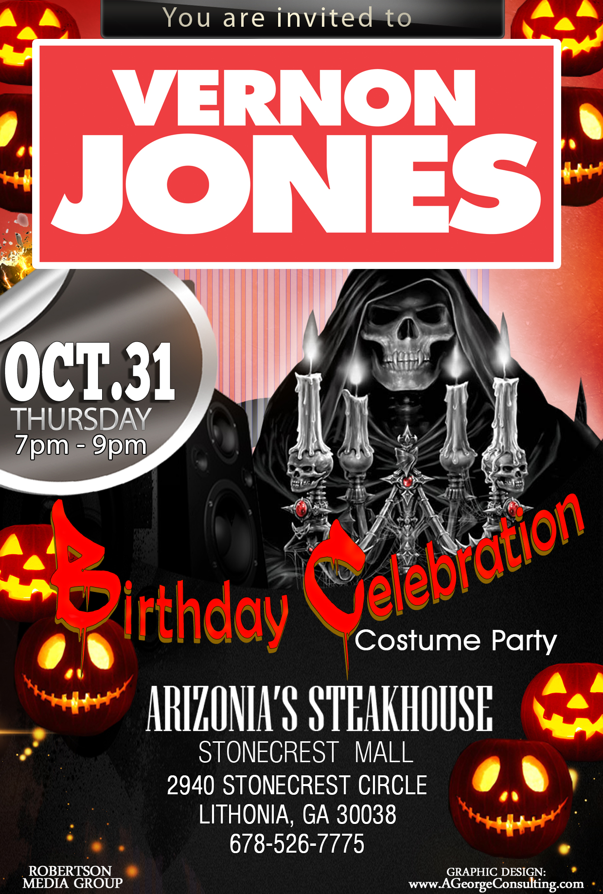 Vernon Jones Halloween/Birthday Celebration | Arizona's Restaurant - Lithonia, GA | Thursday, October 31, 2013